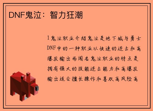 DNF鬼泣：智力狂潮